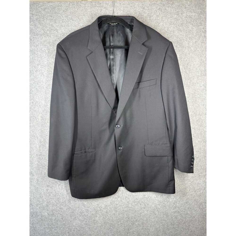Jos A Bank Blazer Mens 46R Black 100% Wool 2 Button Suit Jacket Sport Coat